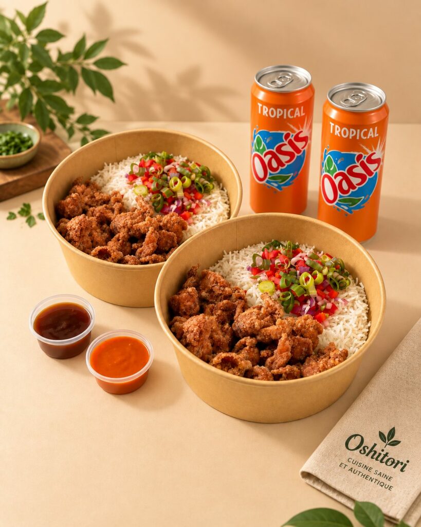 Duo Box Oshitori : deux bowls de karaage, deux sauces et deux boissons