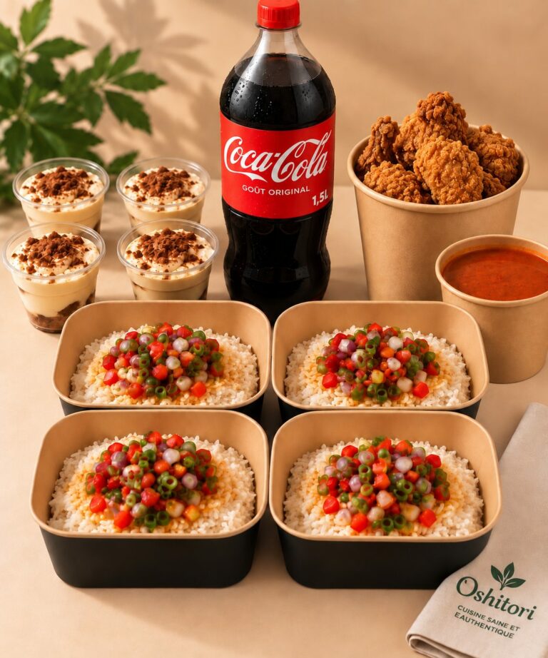 L’Expérience Oshitori : quatre riz japonais, seau de karaage, sauce, tiramisus et bouteille 1,5 L
