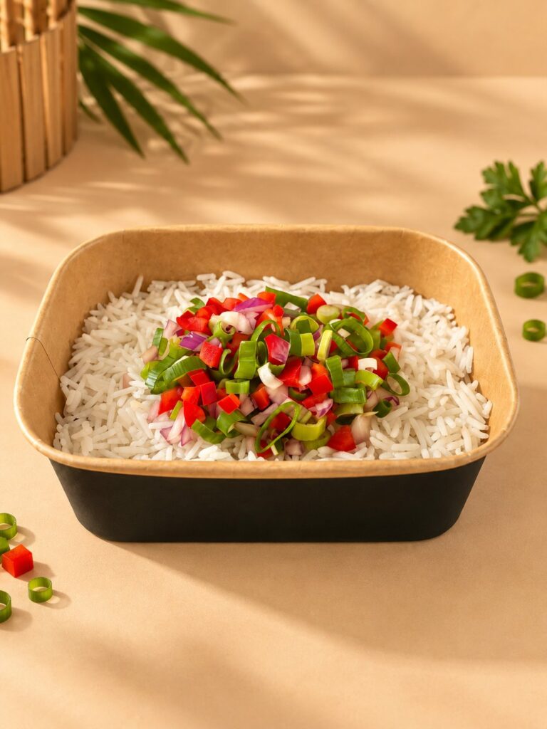 Portion de riz japonais Oshitori avec salsa maison